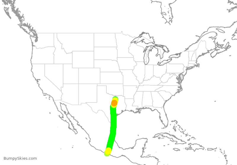 Turbulence forecast map for ENY3934, DFW to MAA
