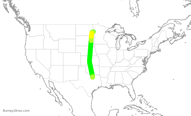Turbulence forecast map for ENY3936, DFW to FAR