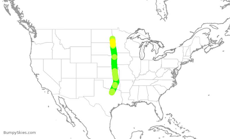 Turbulence forecast map for ENY3936, FAR to DFW