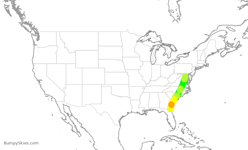 Turbulence forecast map for ENY3936, JAX to DCA