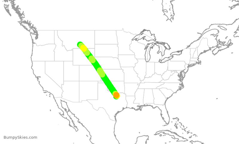 Turbulence forecast map for ENY3937, DFW to BIL