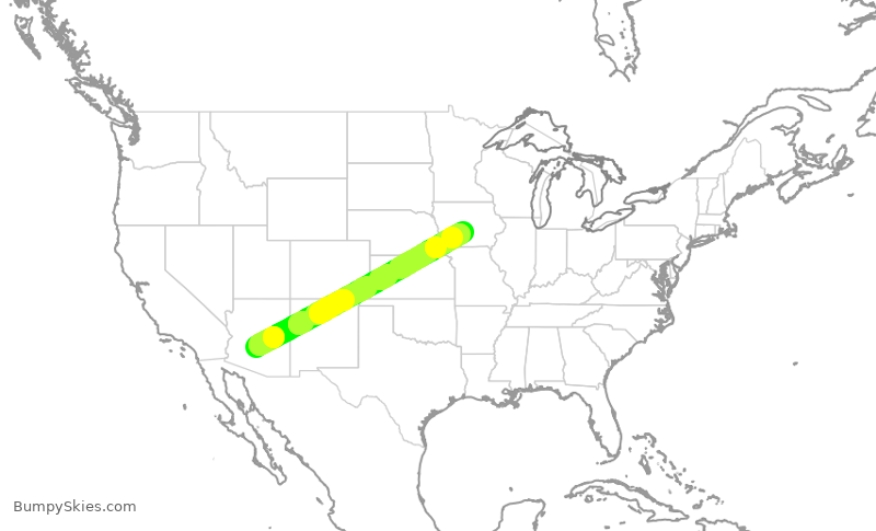 Turbulence forecast map for ENY3945, PHX to DSM