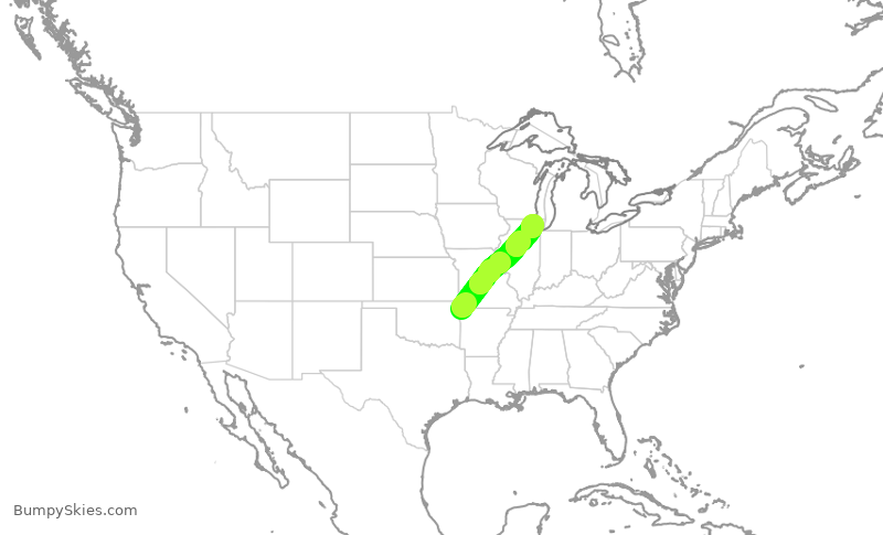 Turbulence forecast map for ENY3948, XNA to ORD