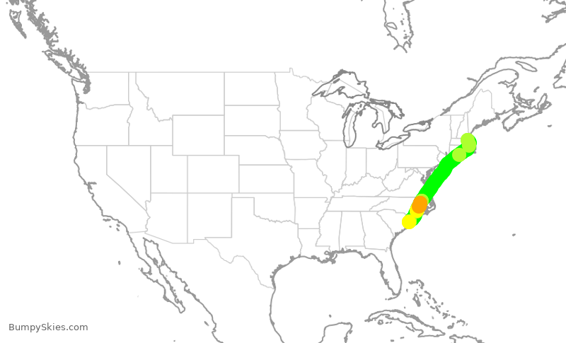 Turbulence forecast map for ENY3949, BOS to MYR