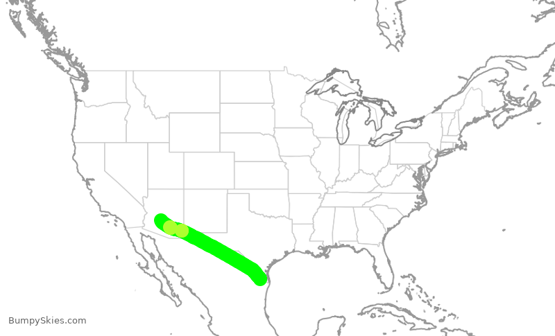 Turbulence forecast map for ENY3951, MFE to PHX