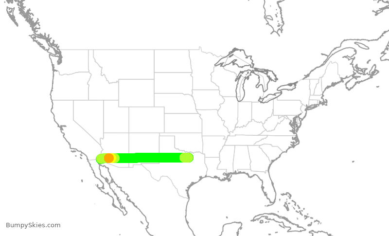 Turbulence forecast map for ENY3952, YUM to DFW
