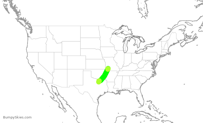 Turbulence forecast map for ENY3952, SGF to DFW