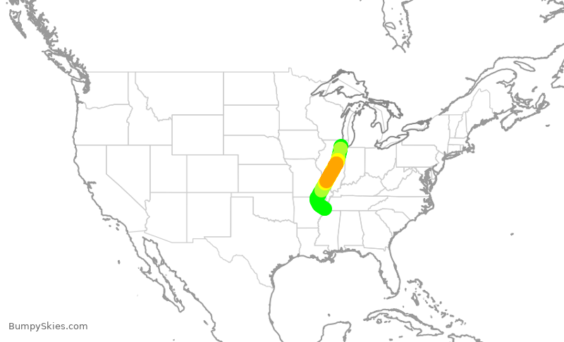 Turbulence forecast map for ENY3959, ORD to MEM