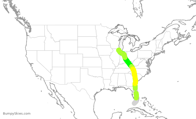 Turbulence forecast map for ENY3960, EYW to ORD