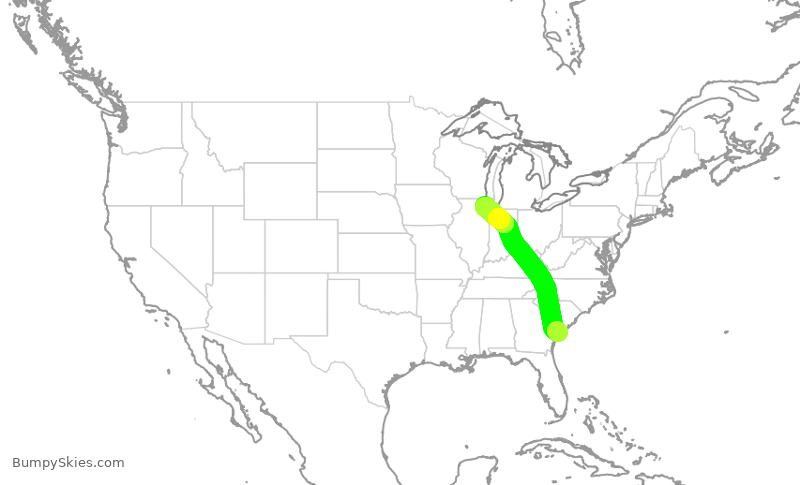 Turbulence forecast map for ENY3962, HHH to ORD