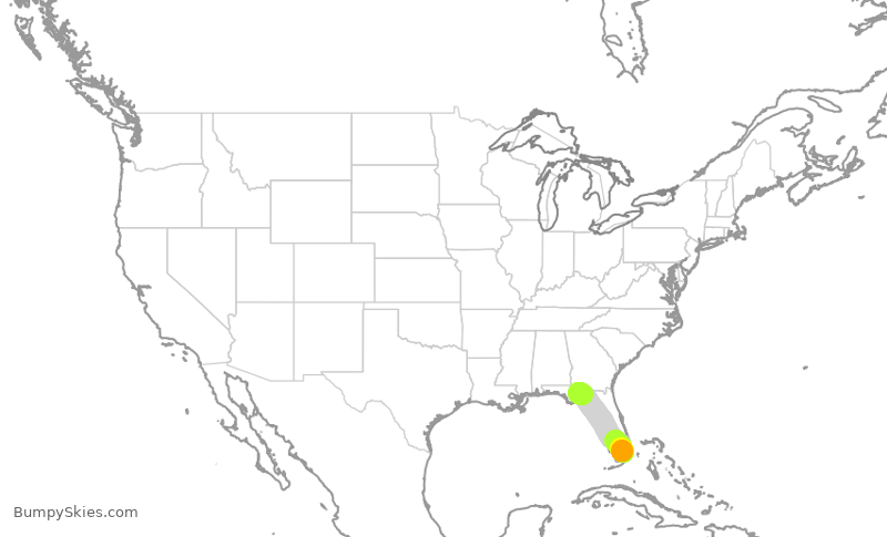 Turbulence forecast map for ENY3966, MIA to TLH
