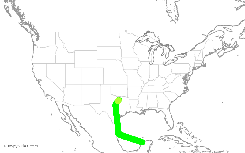 Turbulence forecast map for ENY3966, MID to DFW