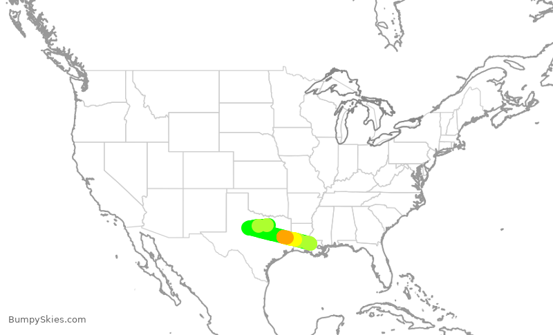 Turbulence forecast map for ENY3967, DFW to BTR