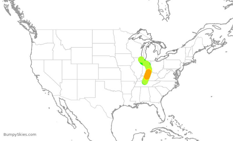 Turbulence forecast map for ENY3973, BNA to ORD