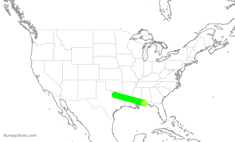 Turbulence forecast map for ENY3982, DFW to PNS