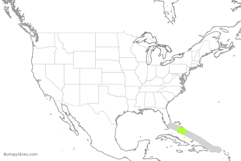 Turbulence forecast map for ENY3989, MIA to EIS