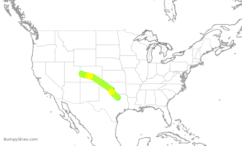 Turbulence forecast map for ENY4001, GJT to DFW