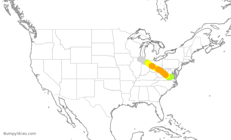 Turbulence forecast map for ENY4001, RIC to ORD