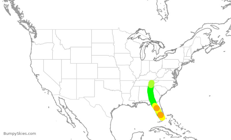 Turbulence forecast map for ENY4002, MIA to TYS