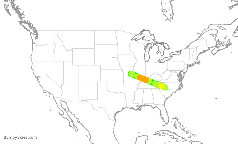 Turbulence forecast map for ENY4006, COU to CLT