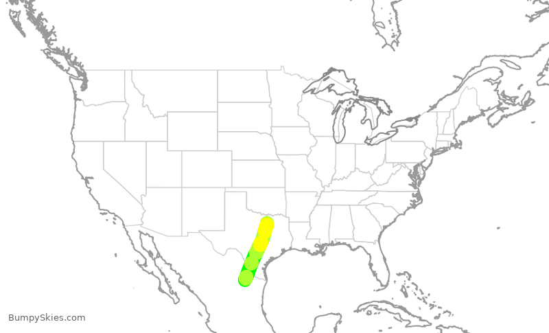 Turbulence forecast map for ENY4010, DFW to MMY