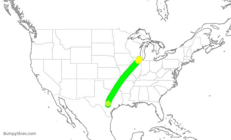 Turbulence forecast map for ENY4012, SAT to ORD