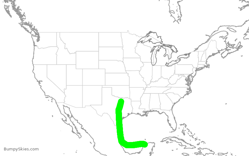 Turbulence forecast map for ENY4016, DFW to MID