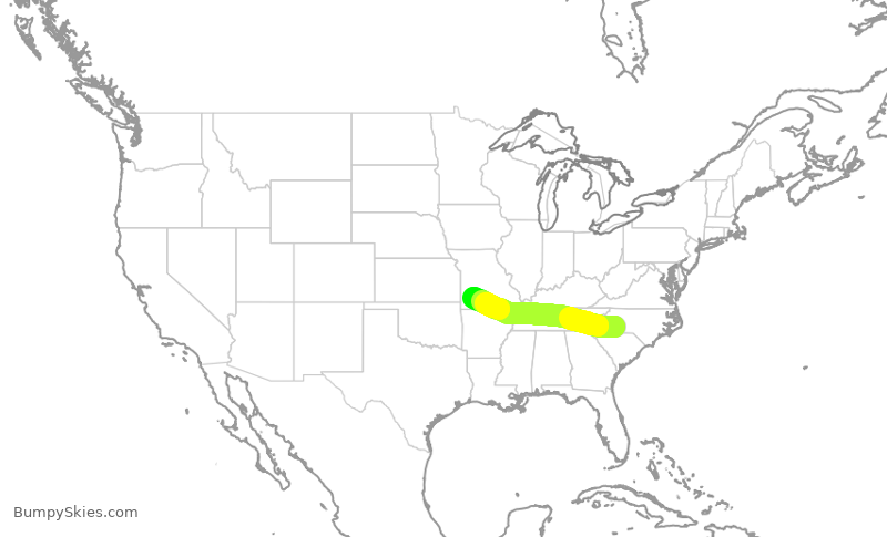 Turbulence forecast map for ENY4017, CLT to SGF