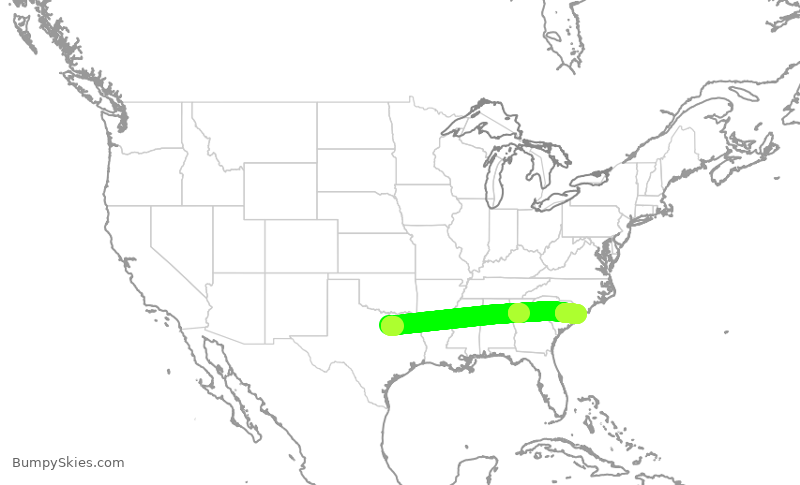 Turbulence forecast map for ENY4019, DFW to MYR
