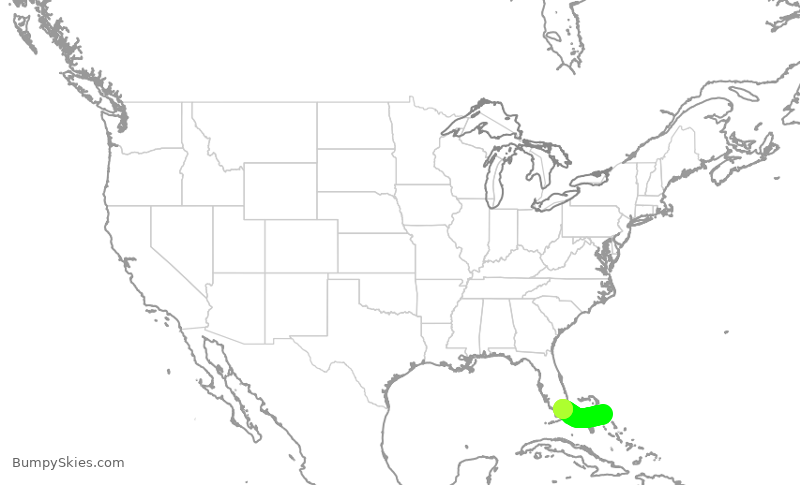 Turbulence forecast map for ENY4020, GHB to MIA