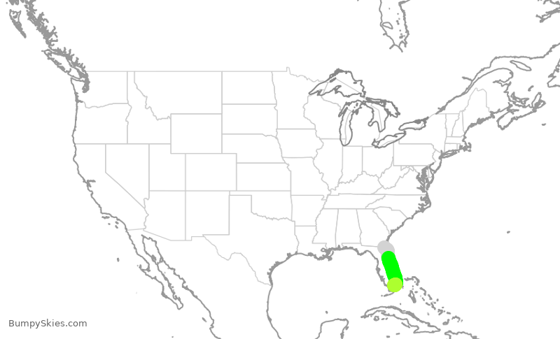 Turbulence forecast map for ENY4024, JAX to MIA
