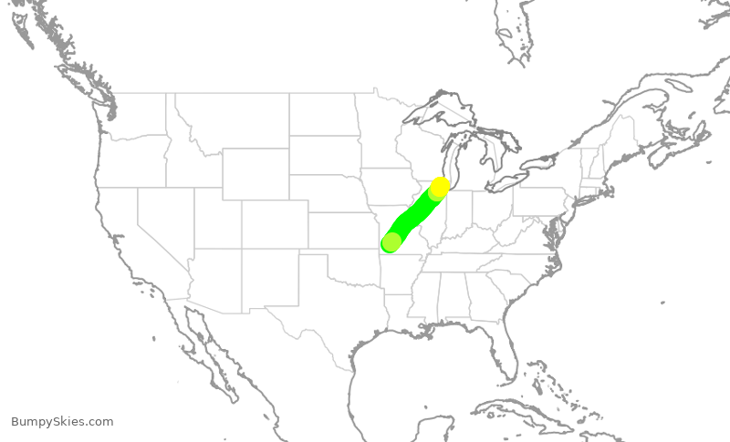Turbulence forecast map for ENY4027, SGF to ORD
