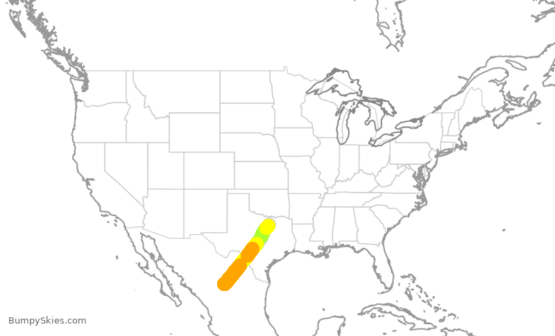 Turbulence forecast map for ENY4027, TRC to DFW
