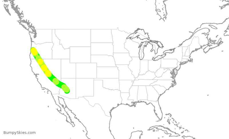 Turbulence forecast map for ENY4028, PHX to EUG