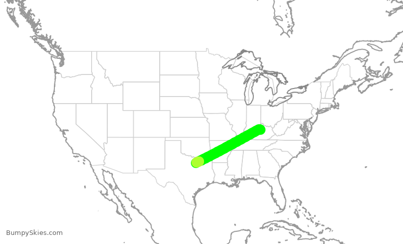 Turbulence forecast map for ENY4029, LEX to DFW