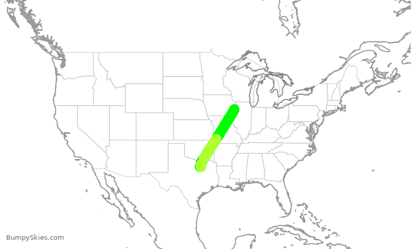Turbulence forecast map for ENY4034, DFW to MLI