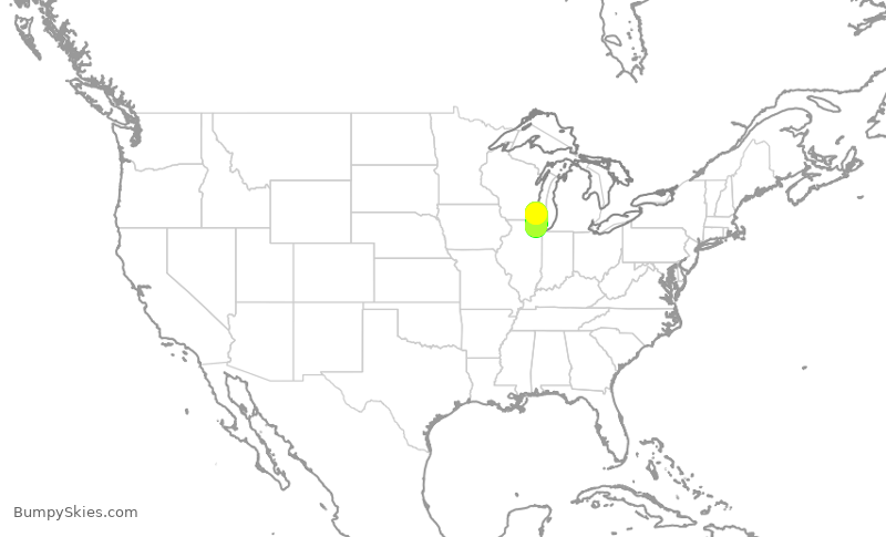 Turbulence forecast map for ENY4035, ORD to MKE