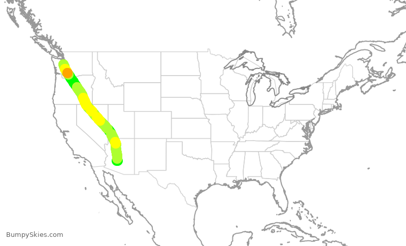 Turbulence forecast map for ENY4035, SEA to PHX