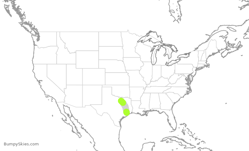 Turbulence forecast map for ENY4036, HOU to DFW
