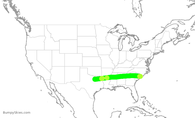 Turbulence forecast map for ENY4037, DFW to MYR