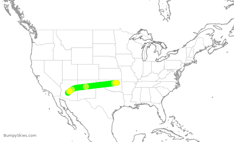 Turbulence forecast map for ENY4038, TUL to PHX