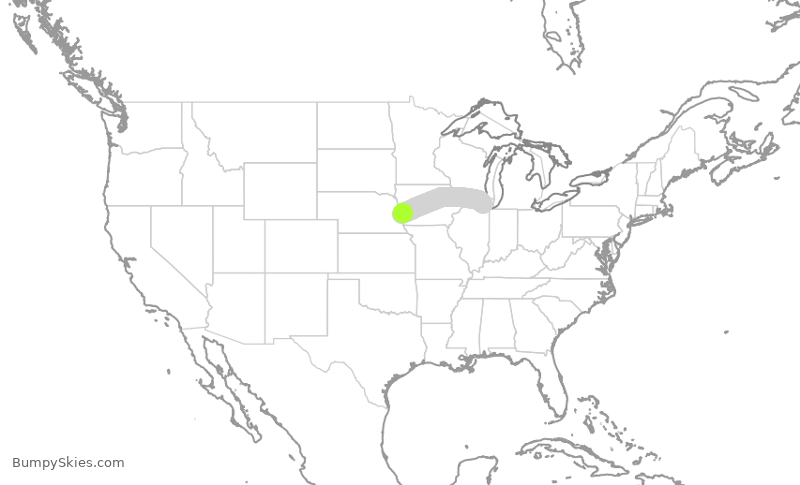 Turbulence forecast map for ENY4042, OMA to ORD