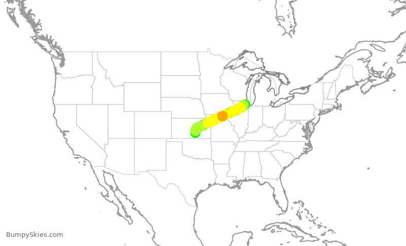 Turbulence forecast map for ENY4043, ICT to ORD