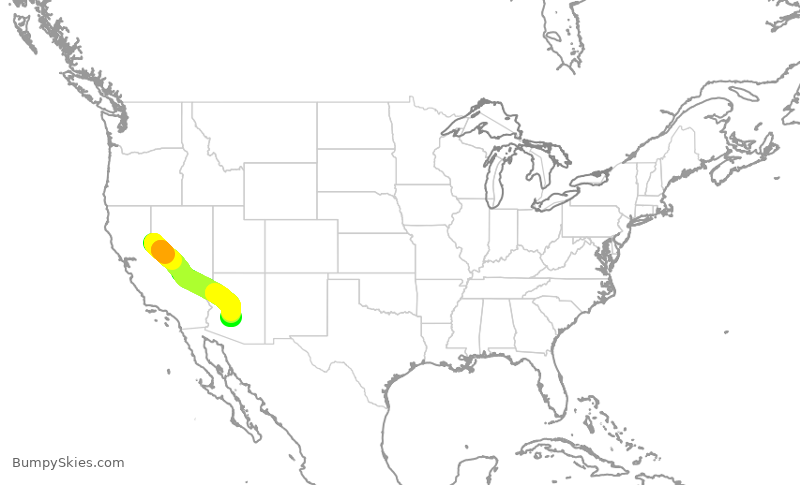 Turbulence forecast map for ENY4044, RNO to PHX