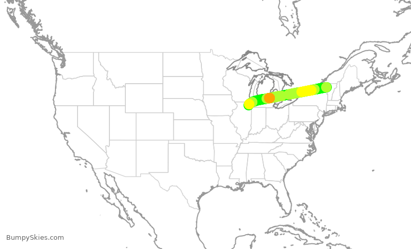 Turbulence forecast map for ENY4047, BTV to ORD