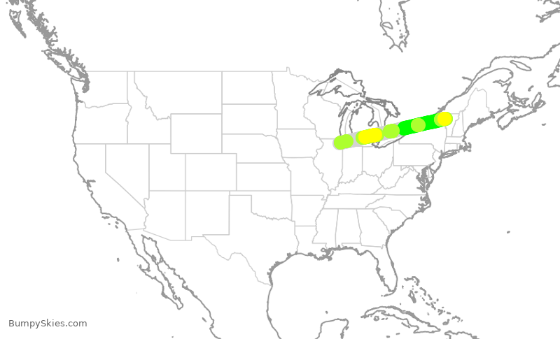 Turbulence forecast map for ENY4047, ORD to BTV
