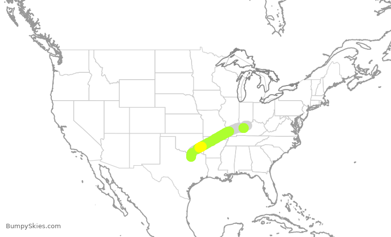 Turbulence forecast map for ENY4051, DFW to SDF
