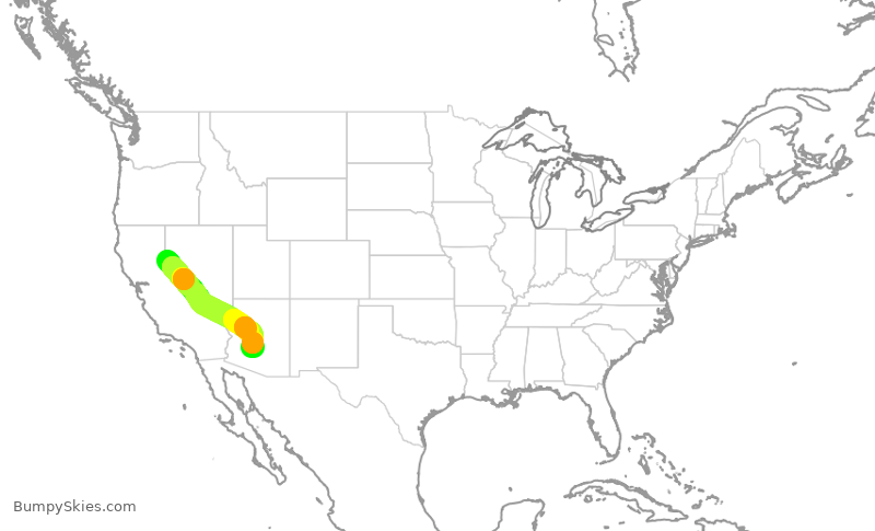 Turbulence forecast map for ENY4053, RNO to PHX