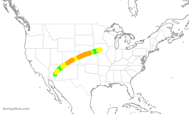 Turbulence forecast map for ENY4055, PHX to DSM