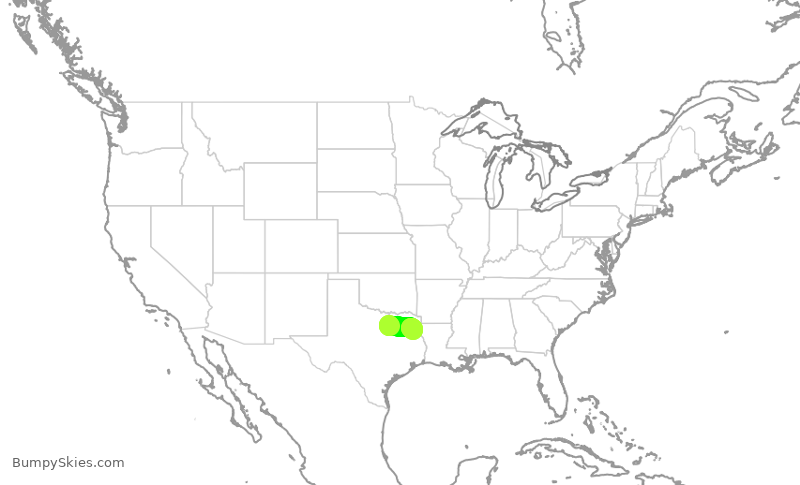 Turbulence forecast map for ENY4056, DFW to GGG